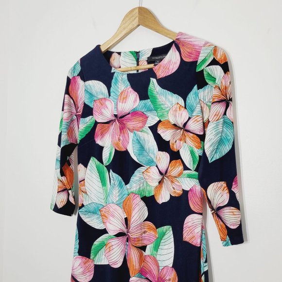 Marc New York 3/4 Sleeve Tropical Floral Scoop Neckline Casual Light Office Sz S - Picture 3 of 12